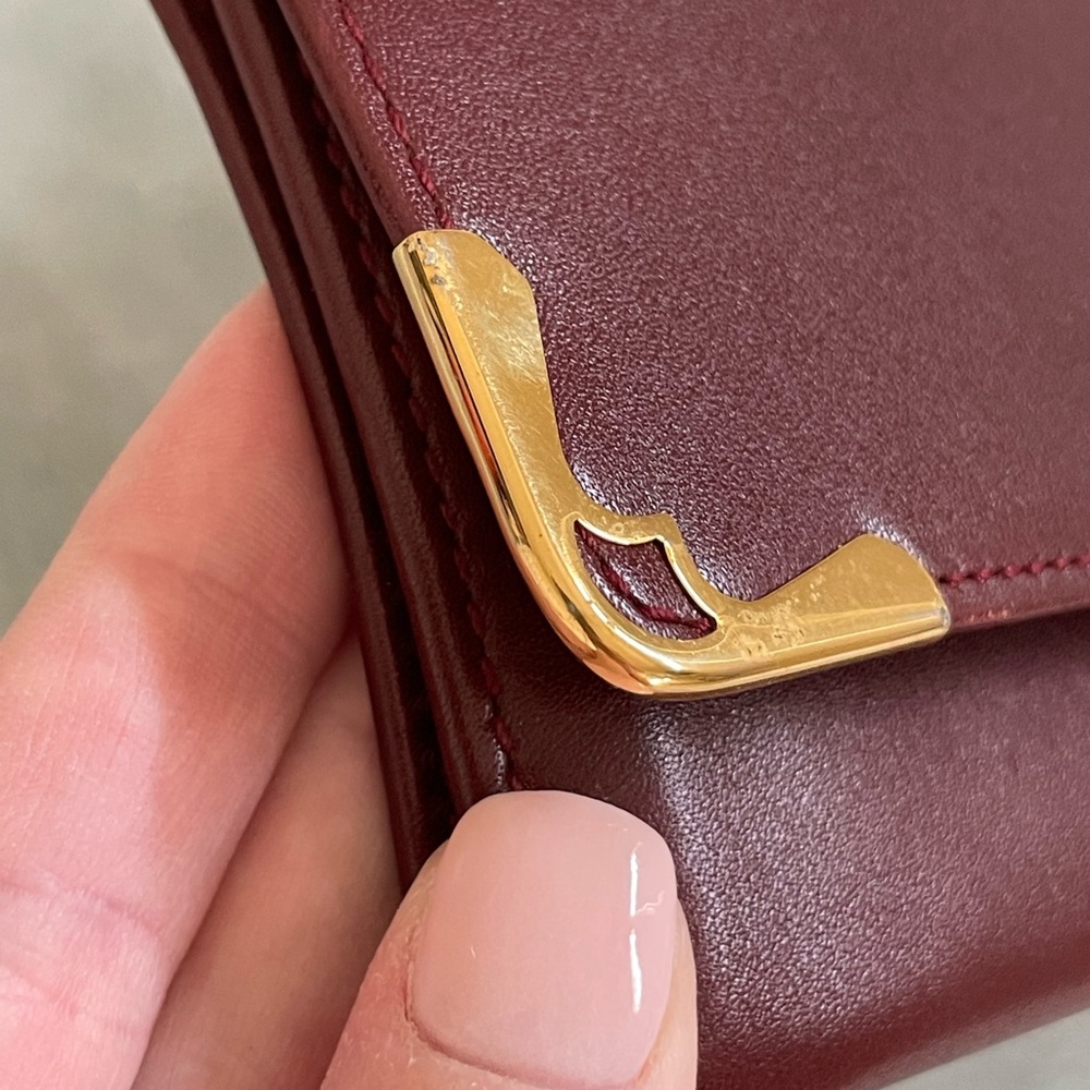 SOLD: Vintage Cartier Clutch Wine/Burgundy with Gold Hardware ❤️❤️❤️ - Picture 15 of 16